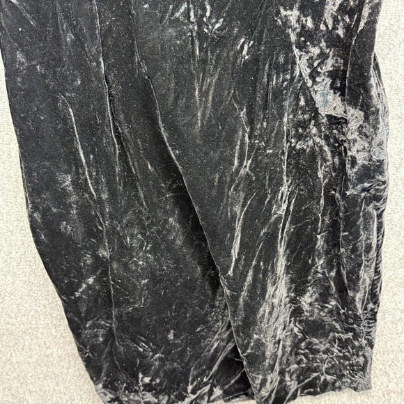 Crushed Velvet Dress Womens Small Medium Black Mock Neck Stretch LBD y2k - Picture 5 of 12